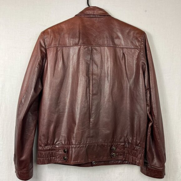 Vintage Fantastic International Leather Cargo Bomber Jacket Men L Aviator Cognac - Picture 10 of 16